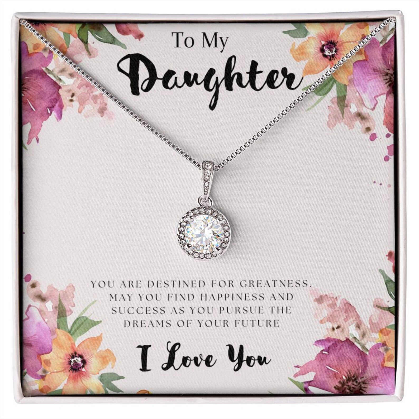 Collier Celestial Sunrise : pendentif en zircone cubique, acier inoxydable